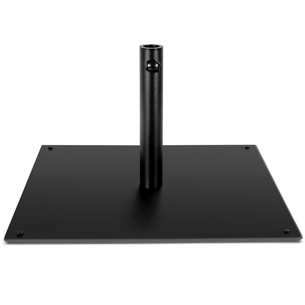 Black Steel Patio Umbrella Base with Adjustable Knob and Anti-Slip Pads